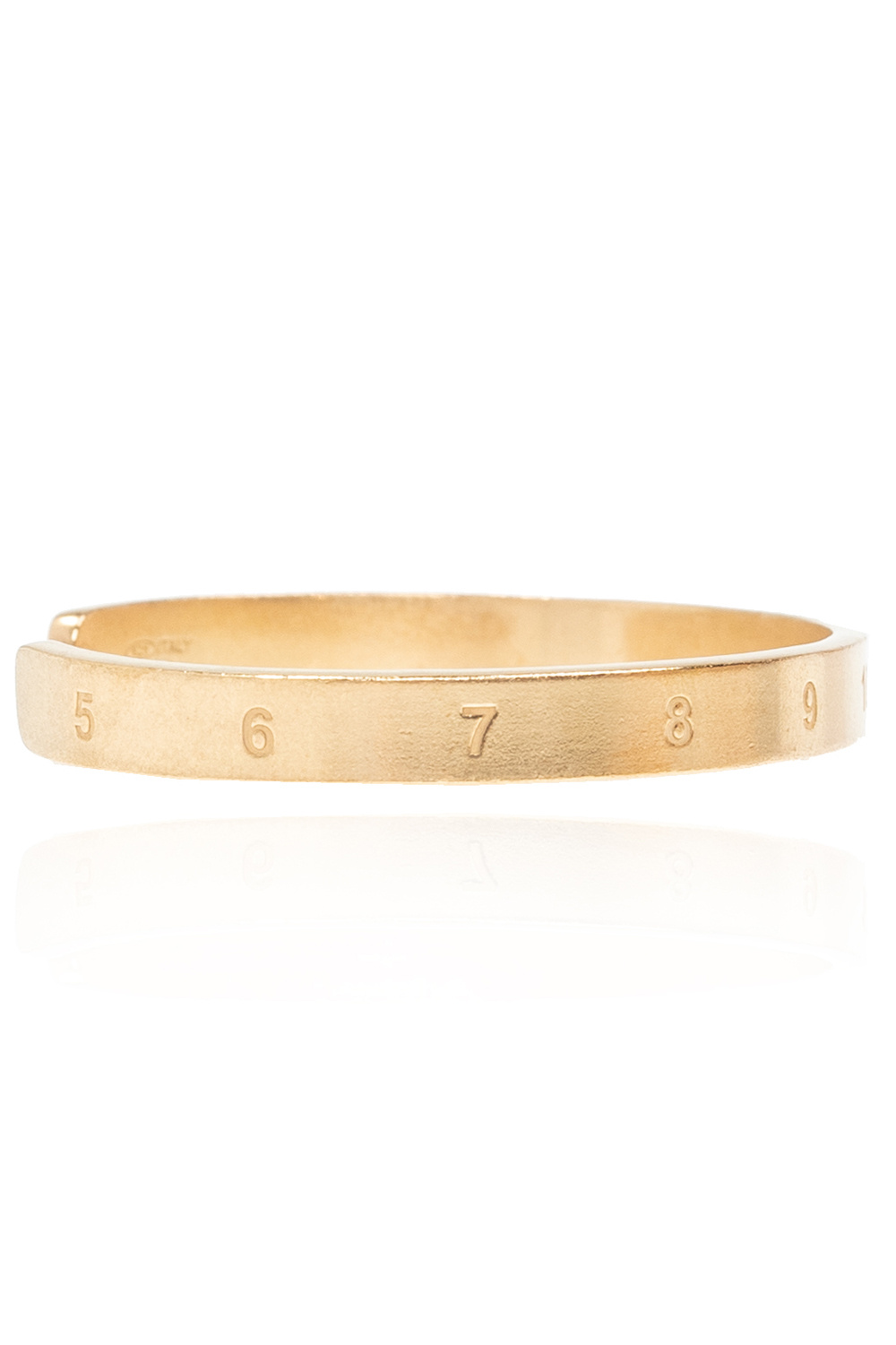 ★Maison Margiela★ Engraved Logo Bracelet Yellow Gold SM1UY Logo cuff bracelet in gold - Maison Margiela | Mytheresa